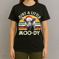 Just A Little Moody Cute Highland Cows Lover Vintage Farming T-Shirt thumb 4