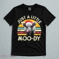Just A Little Moody Cute Highland Cows Lover Vintage Farming T-Shirt thumb 5