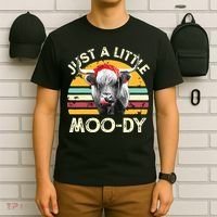 Just A Little Moody Cute Highland Cows Lover Vintage Farming T-Shirt thumb 6