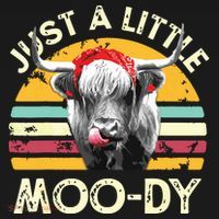 Just A Little Moody Cute Highland Cows Lover Vintage Farming T-Shirt thumb 7