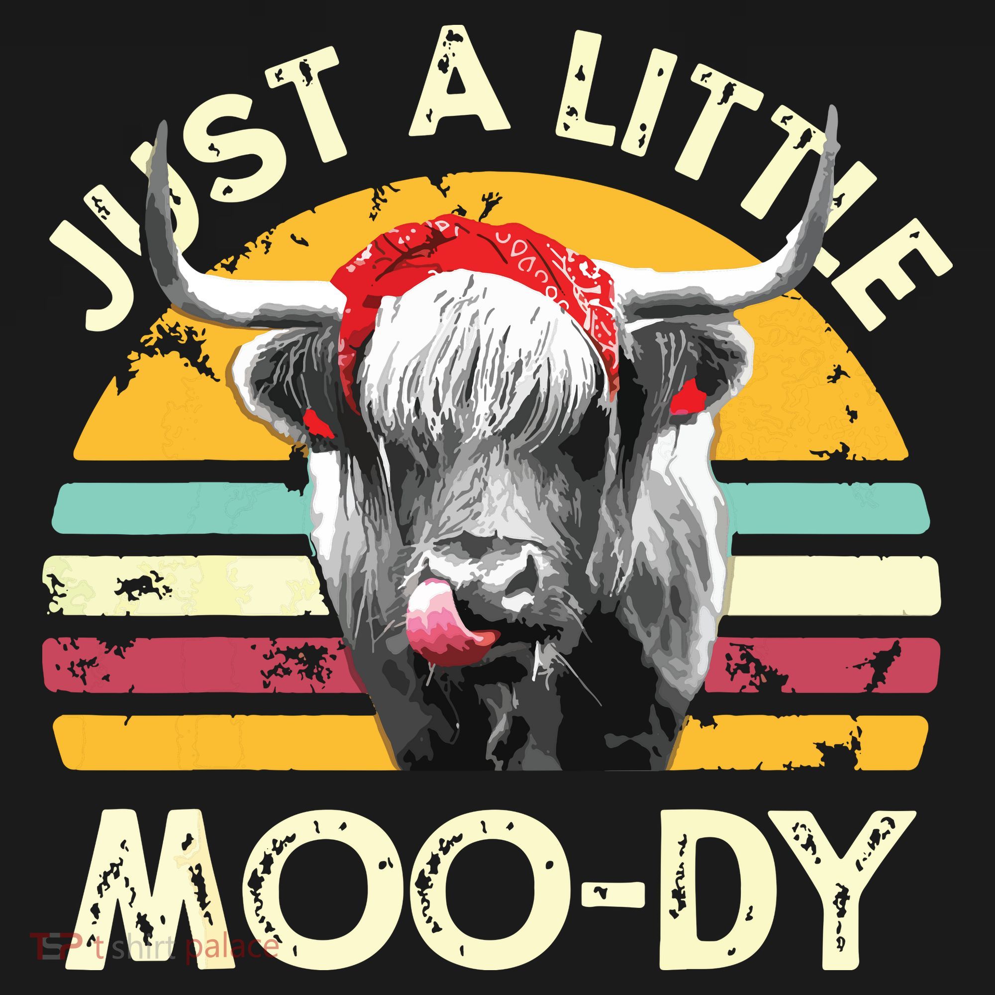 Just A Little Moody Cute Highland Cows Lover Vintage Farming T-Shirt