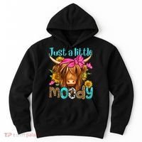 Just A Little Moody Cute Western Highland Cows Lover Farming Hoodie thumb 0