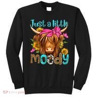 Just A Little Moody Cute Western Highland Cows Lover Farming Sweatshirt thumb 0