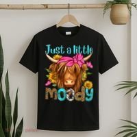 Just A Little Moody Cute Western Highland Cows Lover Farming T-Shirt thumb 2