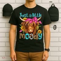 Just A Little Moody Cute Western Highland Cows Lover Farming T-Shirt thumb 6