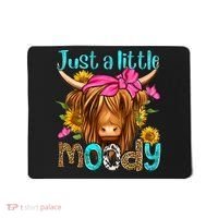 Just A Little Moody Cute Western Highland Cows Lover Farming Mousepad thumb 0