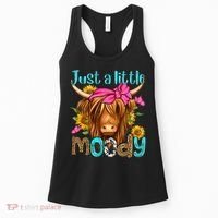 Just A Little Moody Cute Western Highland Cows Lover Farming Women's Tank Top thumb 0
