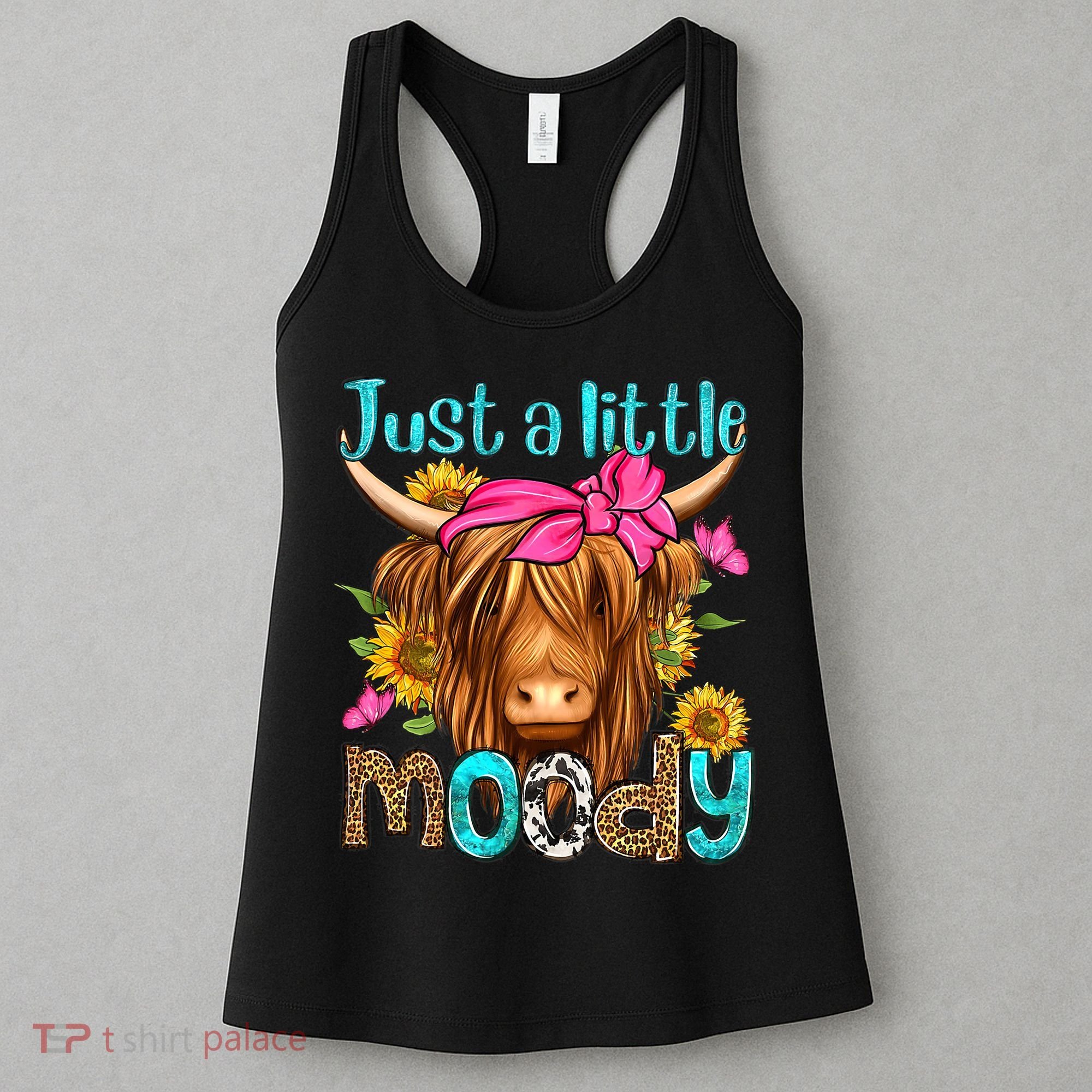 Just A Little Moody Cute Western Highland Cows Lover Farming Women's Tank Top
