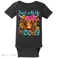 Just A Little Moody Cute Western Highland Cows Lover Farming Baby Bodysuit thumb 0