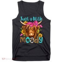 Just A Little Moody Cute Western Highland Cows Lover Farming Tank Top thumb 0
