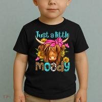 Just A Little Moody Cute Western Highland Cows Lover Farming Toddler T-Shirt thumb 2