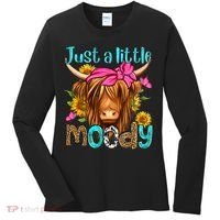 Just A Little Moody Cute Western Highland Cows Lover Farming Women's Long Sleeve Shirt thumb 0