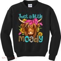Just A Little Moody Cute Western Highland Cows Lover Farming Kids Sweatshirt thumb 0