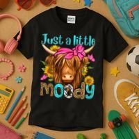 Just A Little Moody Cute Western Highland Cows Lover Farming Kids T-Shirt thumb 3
