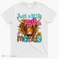 Just A Little Moody Cute Western Highland Cows Lover Farming T-Shirt thumb 0