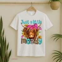 Just A Little Moody Cute Western Highland Cows Lover Farming T-Shirt thumb 2