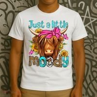 Just A Little Moody Cute Western Highland Cows Lover Farming T-Shirt thumb 3