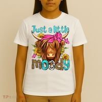 Just A Little Moody Cute Western Highland Cows Lover Farming T-Shirt thumb 4