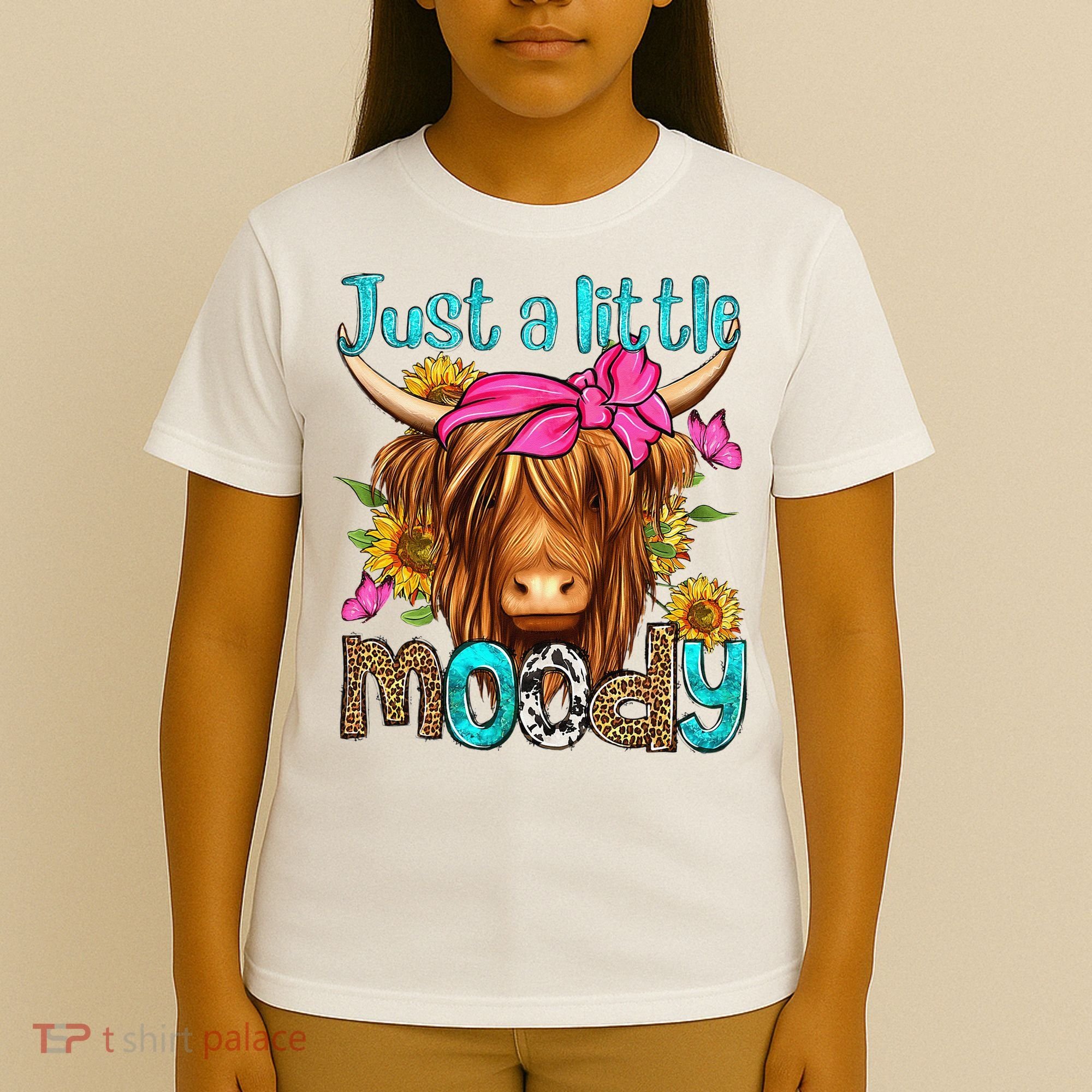 Just A Little Moody Cute Western Highland Cows Lover Farming T-Shirt