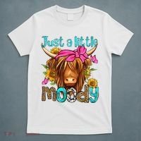 Just A Little Moody Cute Western Highland Cows Lover Farming T-Shirt thumb 5