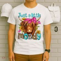 Just A Little Moody Cute Western Highland Cows Lover Farming T-Shirt thumb 6
