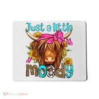 Just A Little Moody Cute Western Highland Cows Lover Farming Mousepad thumb 0
