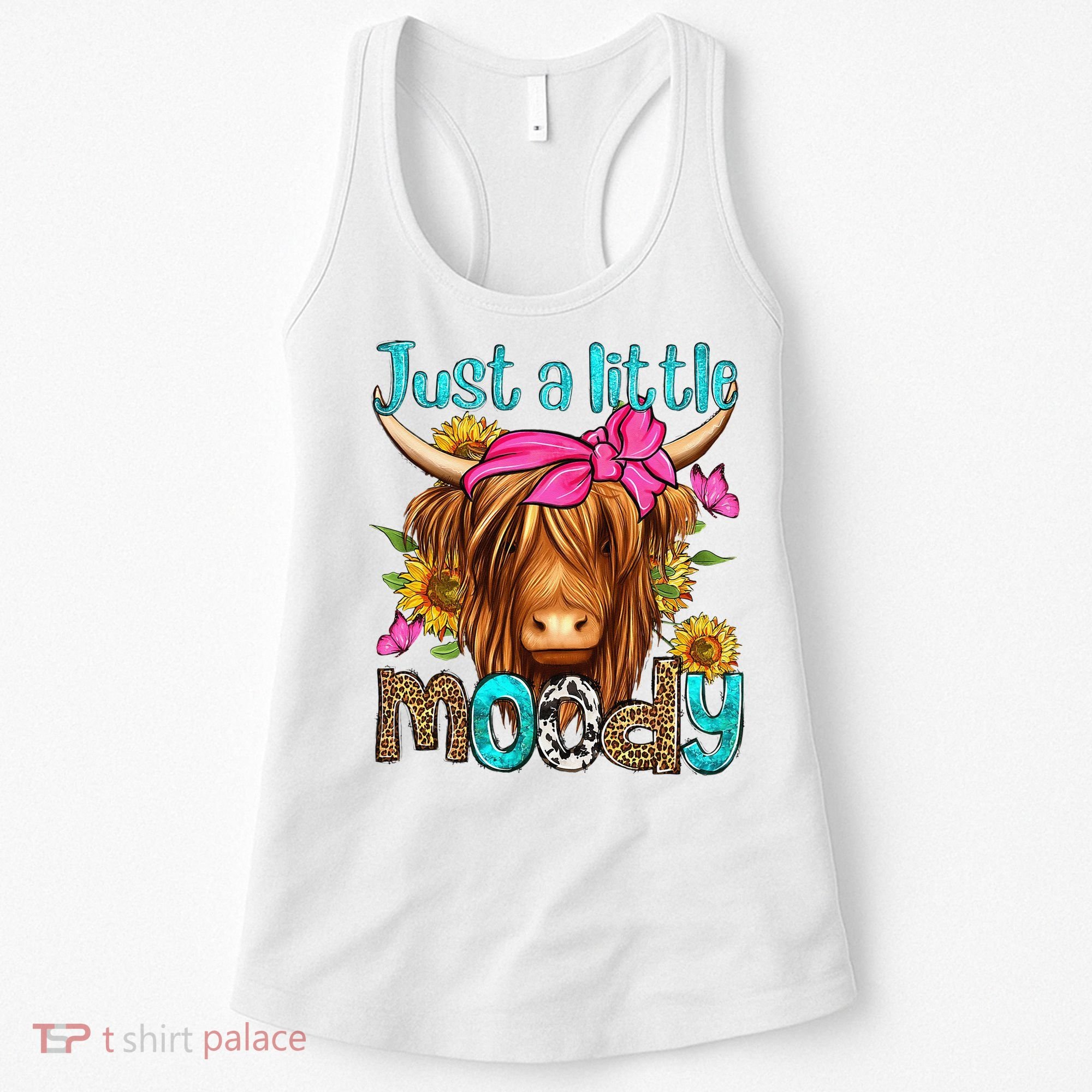 Just A Little Moody Cute Western Highland Cows Lover Farming Women's Tank Top