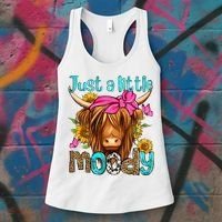Just A Little Moody Cute Western Highland Cows Lover Farming Women's Tank Top thumb 3