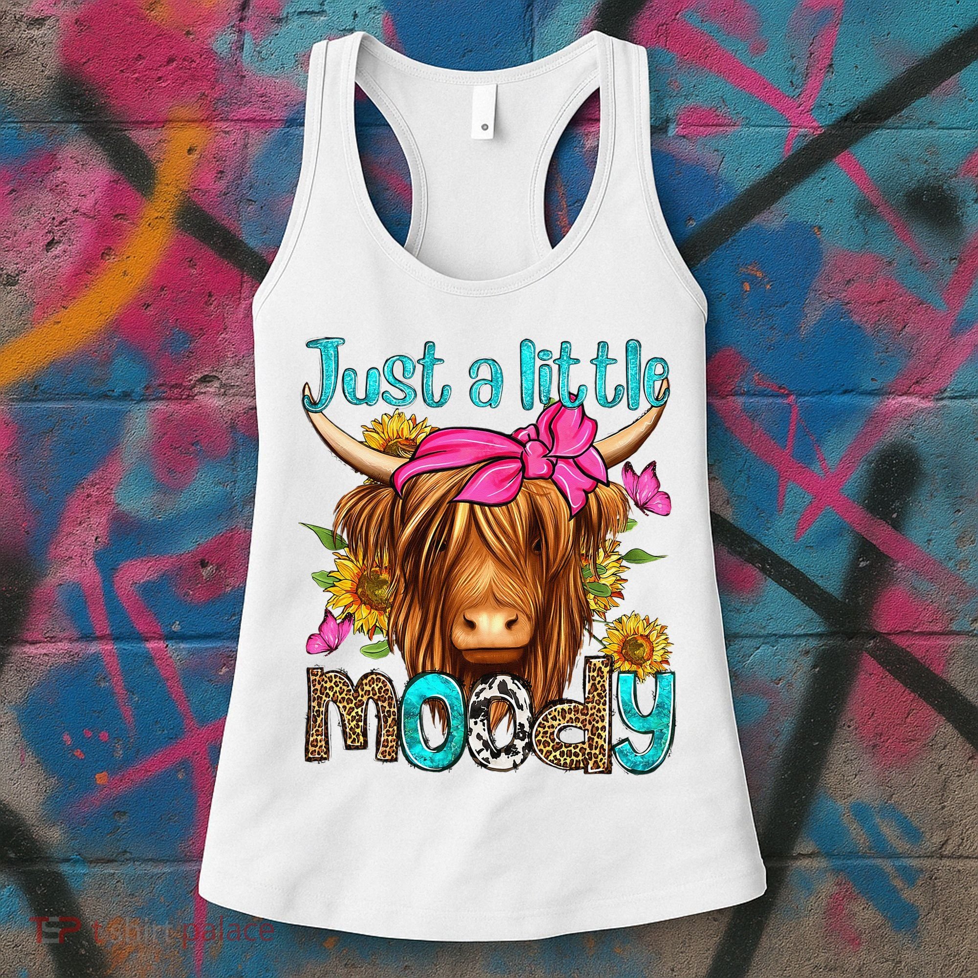 Just A Little Moody Cute Western Highland Cows Lover Farming Women's Tank Top