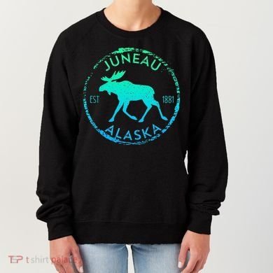 Juneau Alaska Moose Gradient Distressed Souvenir Women's Sweatshirt