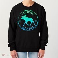 Juneau Alaska Moose Gradient Distressed Souvenir Women's Sweatshirt thumb 0