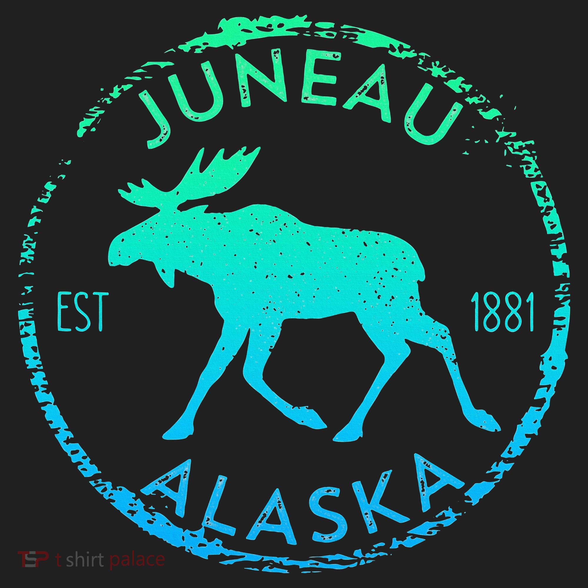 Juneau Alaska Moose Gradient Distressed Souvenir Women's Sweatshirt