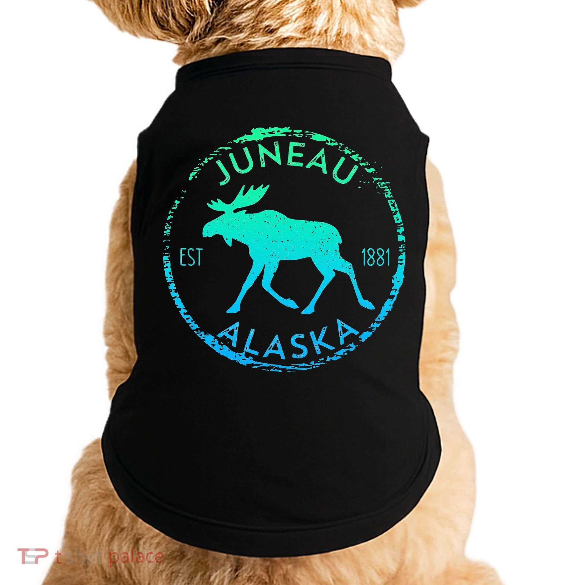 Juneau Alaska Moose Gradient Distressed Souvenir Doggie Tank