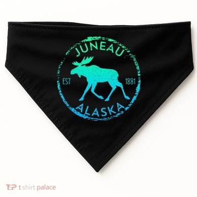 Juneau Alaska Moose Gradient Distressed Souvenir USA-Made Doggie Bandana