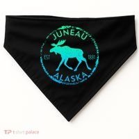 Juneau Alaska Moose Gradient Distressed Souvenir USA-Made Doggie Bandana thumb 0