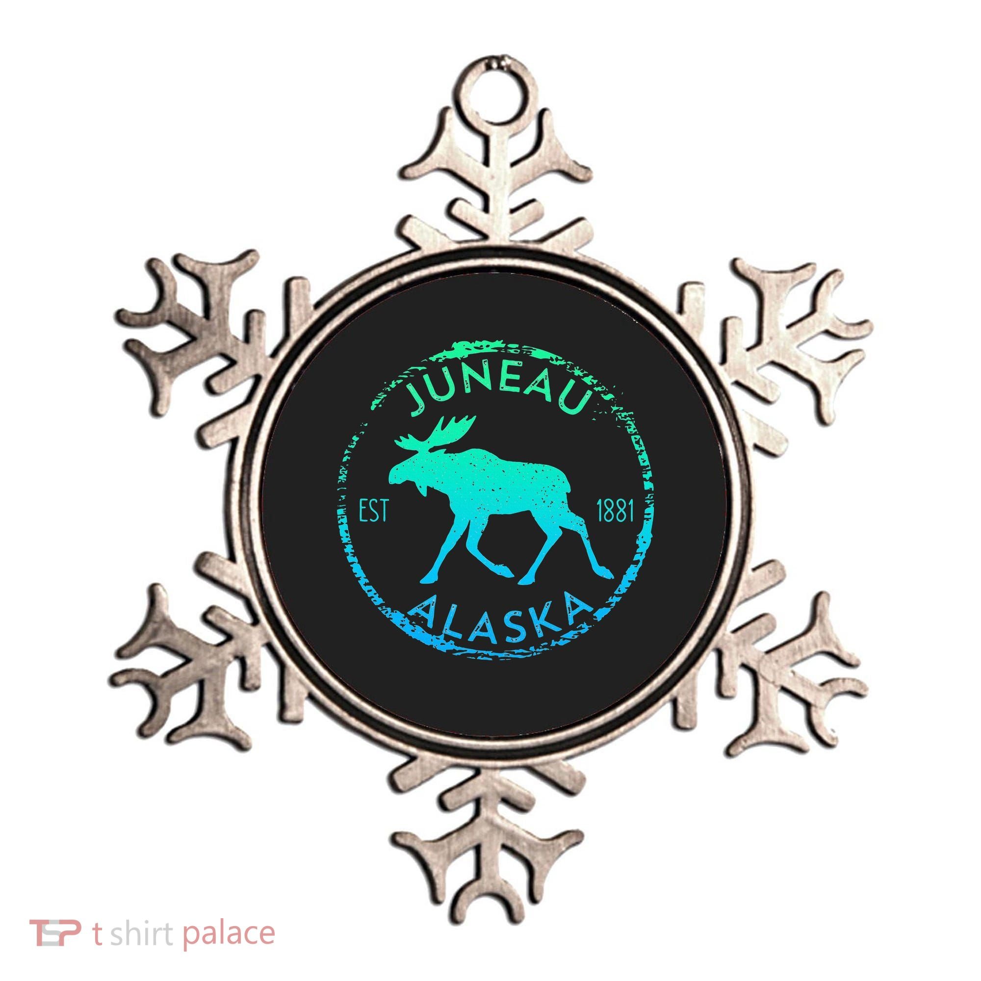Juneau Alaska Moose Gradient Distressed Souvenir Ornament