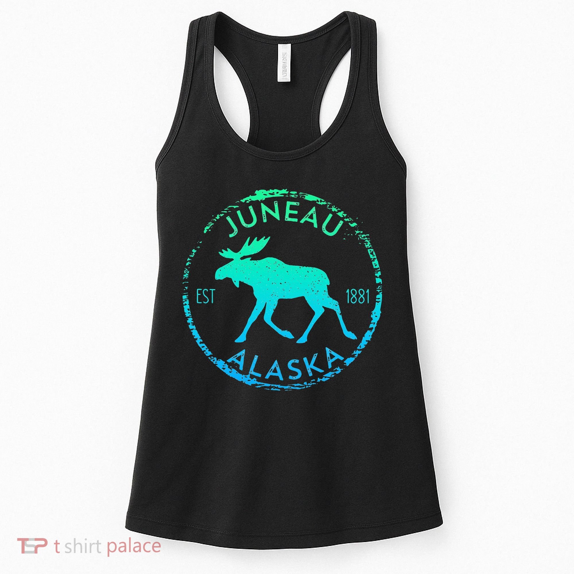 Juneau Alaska Moose Gradient Distressed Souvenir Women's Tank Top