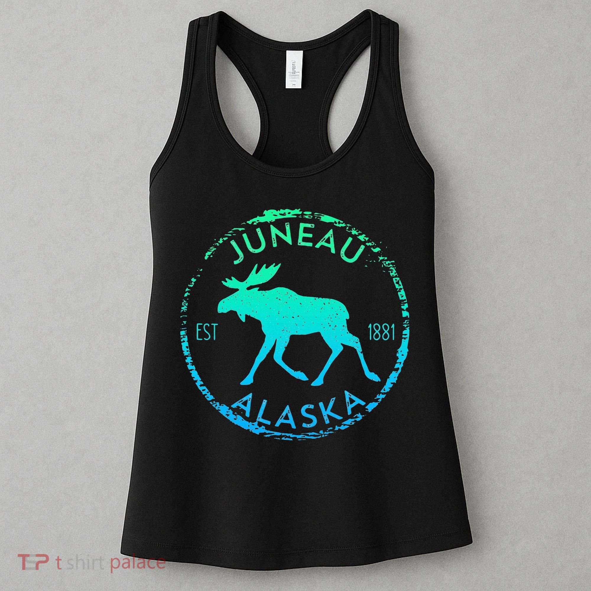 Juneau Alaska Moose Gradient Distressed Souvenir Women's Tank Top