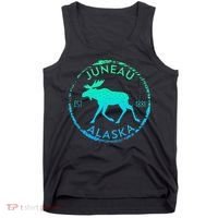 Juneau Alaska Moose Gradient Distressed Souvenir Tank Top thumb 0