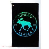 Juneau Alaska Moose Gradient Distressed Souvenir Golf Towel thumb 0