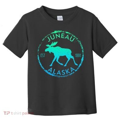 Juneau Alaska Moose Gradient Distressed Souvenir Toddler T-Shirt