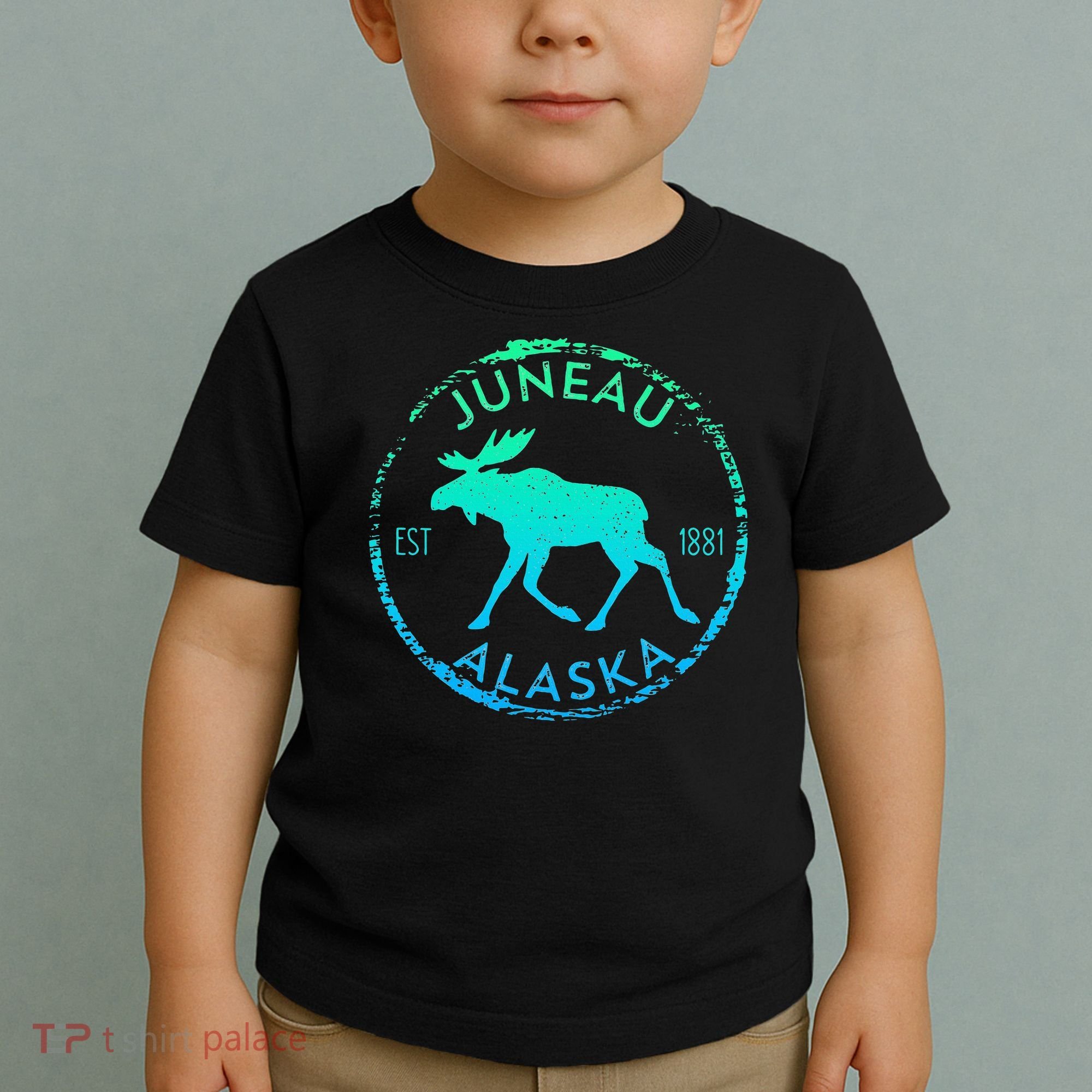 Juneau Alaska Moose Gradient Distressed Souvenir Toddler T-Shirt