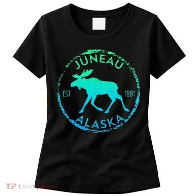 Juneau Alaska Moose Gradient Distressed Souvenir Women's T-Shirt