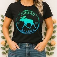 Juneau Alaska Moose Gradient Distressed Souvenir Women's T-Shirt thumb 2