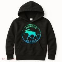 Juneau Alaska Moose Gradient Distressed Souvenir Kids Hoodie thumb 0