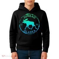 Juneau Alaska Moose Gradient Distressed Souvenir Kids Hoodie thumb 4