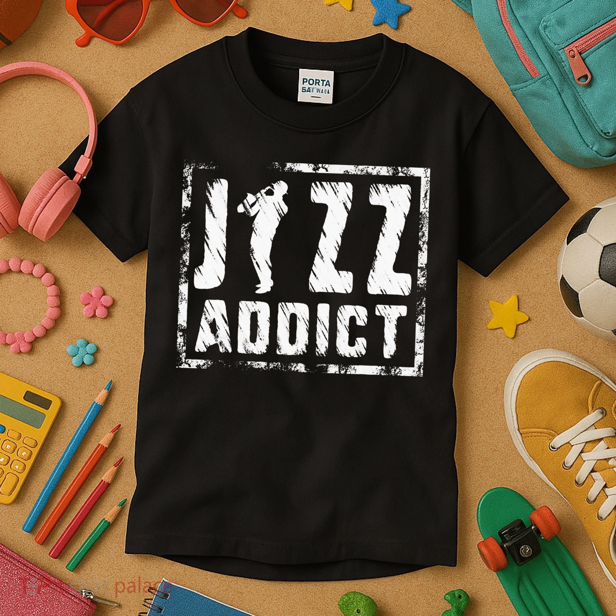 Jazz Addict Musician Music Trumpet Trombone Guitar Player Kids T-Shirt