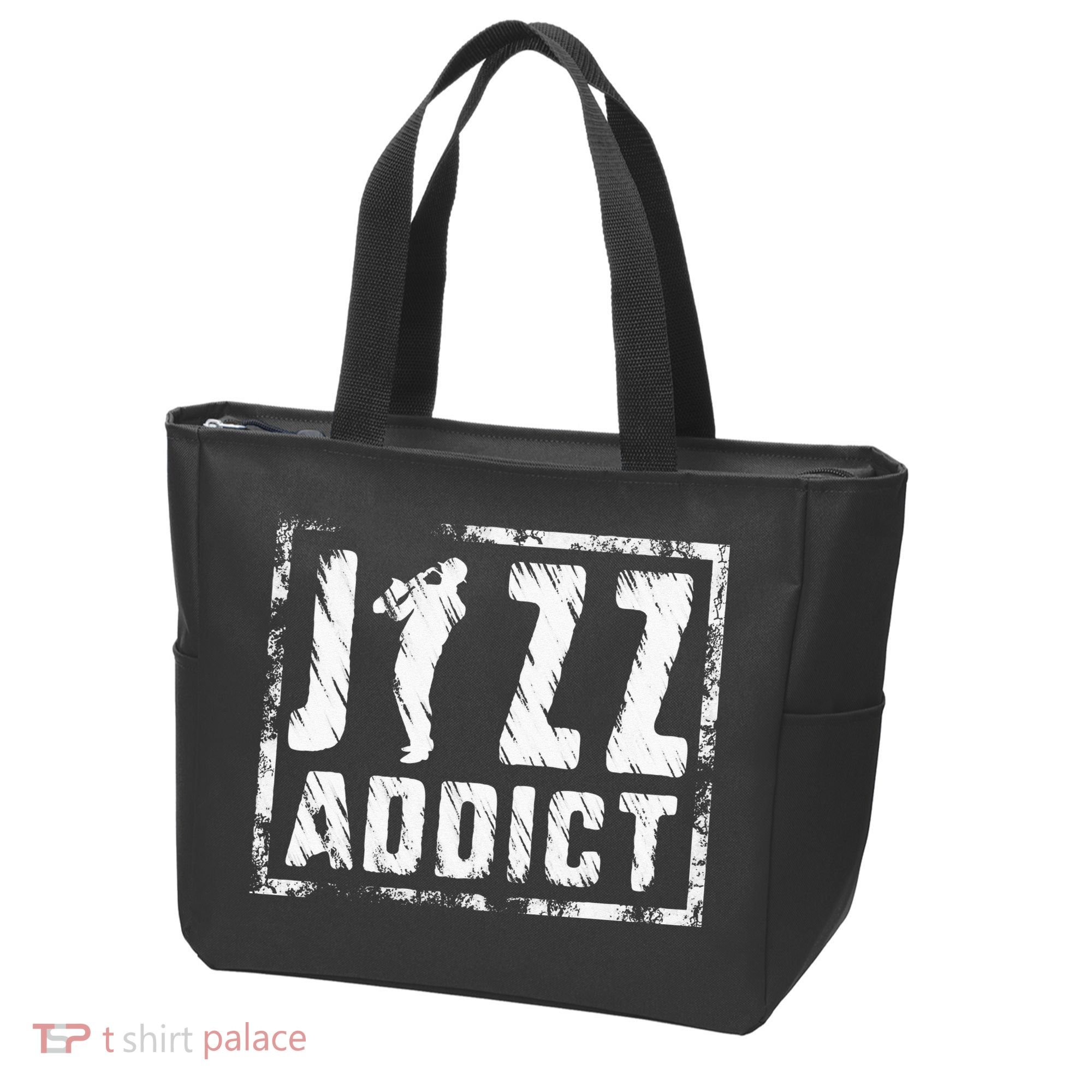 Jazz Addict Musician Music Trumpet Trombone Guitar Player Tote Bag