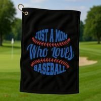 Just A Mom Who Loves Baseball Golf Towel thumb 1