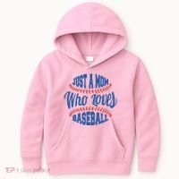 Just A Mom Who Loves Baseball Kids Hoodie thumb 0
